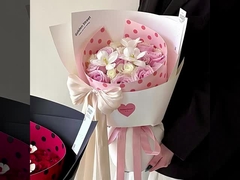 জনপ্রিয় ওয়ালস পোলকা ডট এক টুকরা আকৃতির শীট ফুল ফুলের ফুলের তোড়া মোড়ানো কাগজ 520 মা দিবস fl