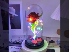 অনুকরণ গোলাপ, চিরন্তন ফুল, গ্লাস কভার, মা দিবস, ভ্যালেন্টাইনস ডে, ক্রিসমাস উপহার সজ্জা