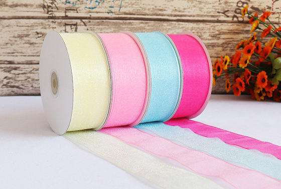 ভালো দাম 4 সেমি বরফ গার্ন রিবন সহ স্বচ্ছ মুক্তো গার্ন বিয়ের রিবন সহ পাইকারি ফুল বাঁধা রিবন অনলাইন