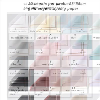 ভালো দাম কোরিয়ান স্টাইলের অর্ধ-স্বচ্ছ গোল্ডেন বর্ডার গোলাপী প্যাকেজিং পেপার ৫৮*৫৮ সেমি প্যাক প্রতি ২০ টি শীট অনলাইন