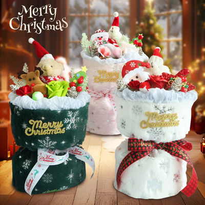 কেনা গার্লফ্রেন্ডের বিশেষ দিনের জন্য প্লাশ ডল ক্রিসমাস ফুলের তোড়া শুকনো ফুল এবং একাধিক রঙ অনলাইনে উৎপাদন