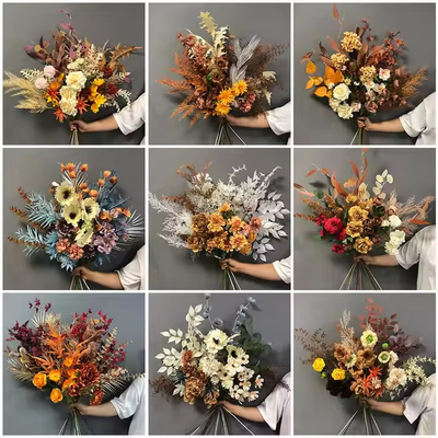 কেনা Bouquet De Fleurs Artificielles Home Wedding Decoration এর জন্য কৃত্রিম ফুল online manufacture