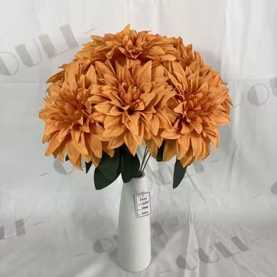কেনা পাইকারি কৃত্রিম বিবাহের সজ্জা সিল্ক 7 মাথা Dahlia Bouquets ফুল অনলাইনে উৎপাদন