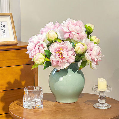 কেনা উচ্চমানের পিওনি এবং পিওনি কৃত্রিম ফুল, চীনা স্টাইলের লিভিং রুমের সাজসজ্জা ফুল, ডাইনিং টেবিল ফুলের সাজসজ্জা, পিওনি কৃত্রিম ফুলের তোড়া অনলাইনে উৎপাদন