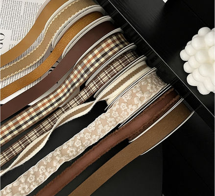 কেনা মানব-নির্মিত শরৎ/শীতকালীন মেইলার্ড সিরিজ ফিতা ফুলের উপহারের স্ট্র্যাপ তোড়া DIY ফিতা ফুলের বিন্যাস উপহার প্যাকেজিং টেপ বাদামী/কাস্টমাইজড রং অনলাইনে উৎপাদন