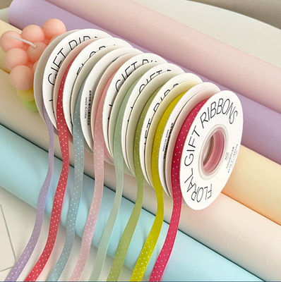 কেনা পলিয়েস্টার ডাবল সাইডেড পোলকা ডট ফিতা ১সেমি/১৮মি, হস্তনির্মিত DIY প্যাকেজিং, ফুলের তোড়া এবং ধনুক সজ্জার জন্য উপযুক্ত অনলাইনে উৎপাদন