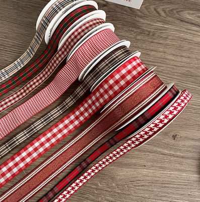 কেনা ব্রিটিশ স্টাইলের টাই ক্রিসমাস প্লেড ফিতা ফুলের তোড়া পরিবেশ-বান্ধব ফ্যাব্রিক টেপ হস্তনির্মিত ফুলের DIY উপহার প্যাকেজিং উপকরণ অনলাইনে উৎপাদন