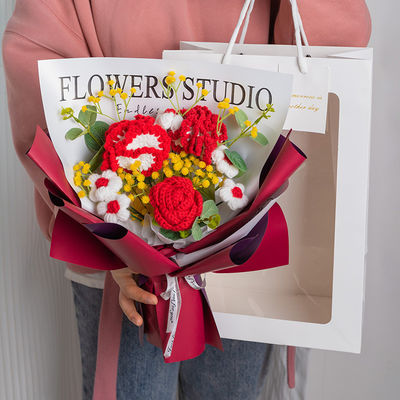 ভালো দাম 40x30 সেন্টিমিটার কার্নিভাল বুনন সুতা ফুলের তোড়া সুন্দর মা দিবসের উপহার অনলাইন