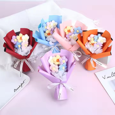 ভালো দাম শেষ মা এর ভ্যালেন্টাইনস ডে crochet bouquet সৃজনশীল কৃত্রিম ফুল ফুল ব্যবহারের জন্য knitted puff bouquet অনলাইন