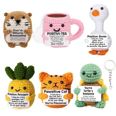 ভালো দাম Handmade Cotton Crochet Positive Animal Doll, Inspirational Emotional Support Gift for All Occasions অনলাইন